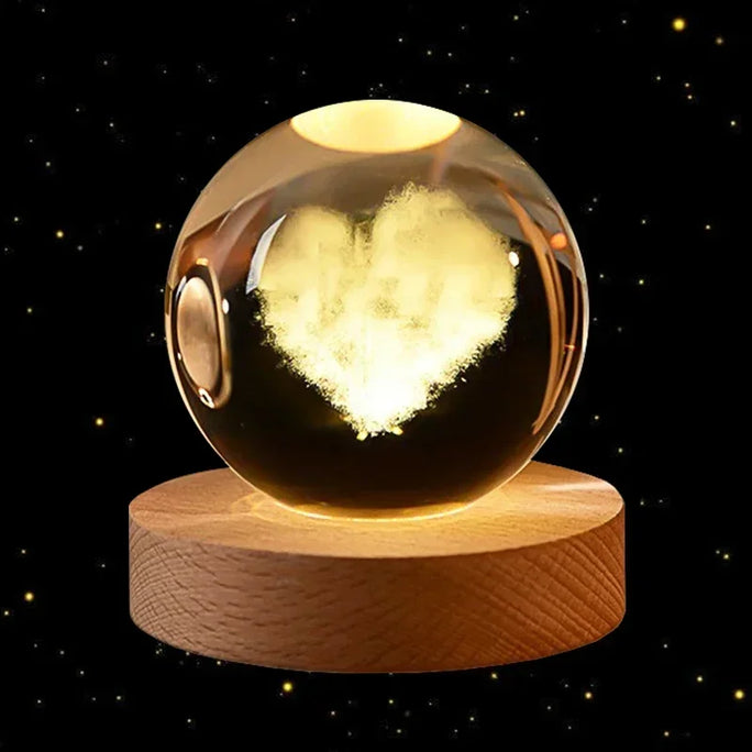 3D Crystal Ball Led Night Light Christmas Creative Gift Holiday Planet Crystal Ball