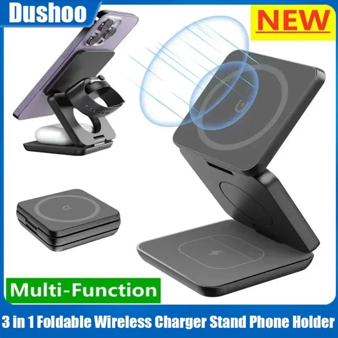 3 In 1 Foldable Magnetic Wireless Charger Stand