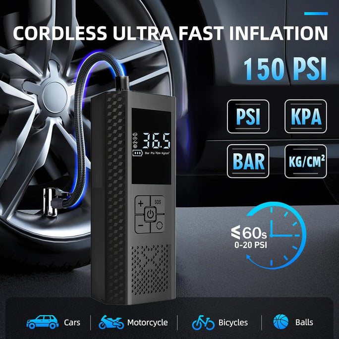 Wireless Car Air Pump 150PSI Electric Tire Inflator