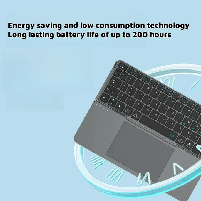 Bluetooth Wireless Folding Keyboard with Touchpad Leather