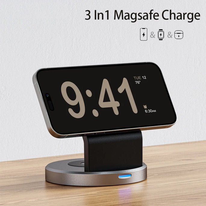 3 In 1 Magnetic Wireless Charger Stand For iPhone