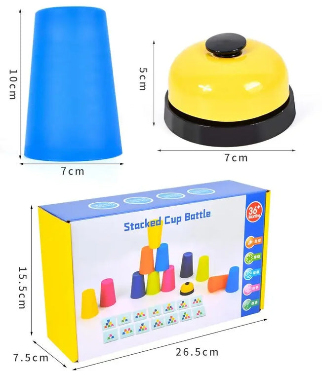 Montessori Toys Stack Cup Game With Card Educational