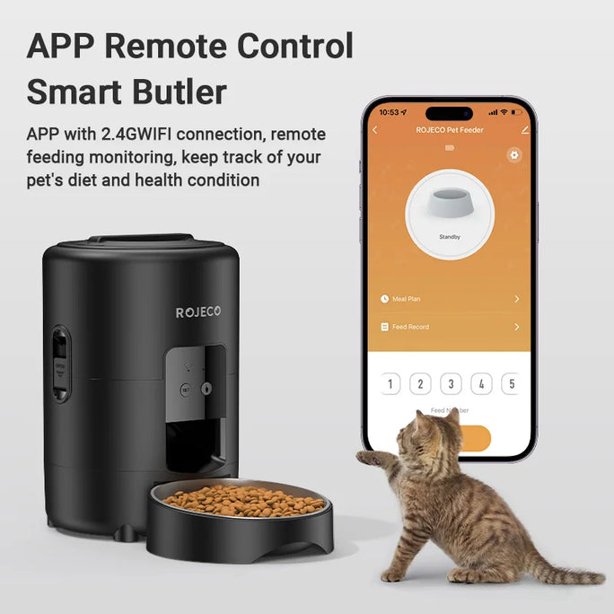 ROJECO Automatic Pet Feeder 2L Smart Cat Food Kibble