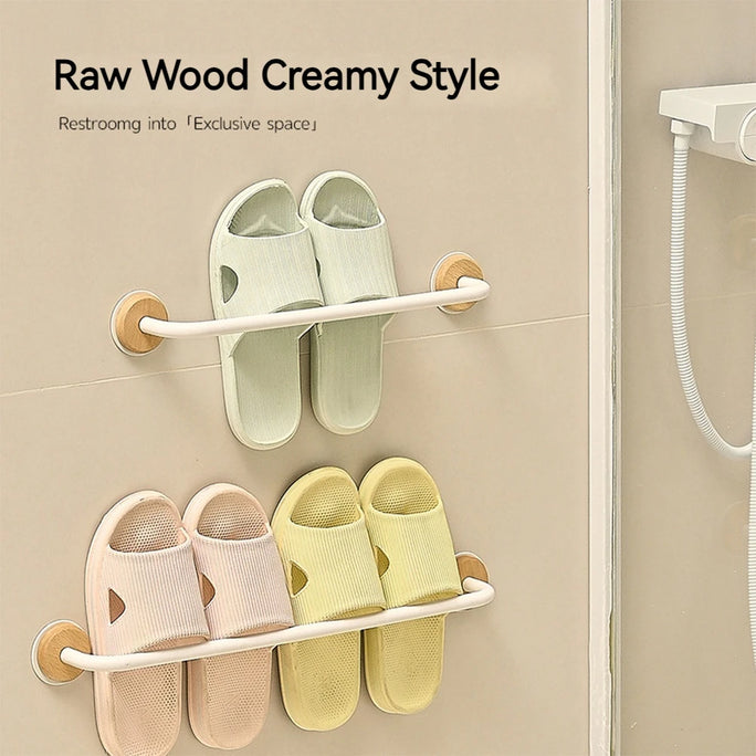 Wood Wall Mounted Bathroom Slipper Rack