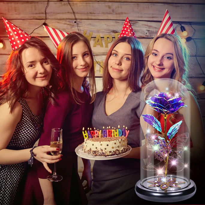 Galaxy Glass Rose Flower, Forever Eternal Crystal