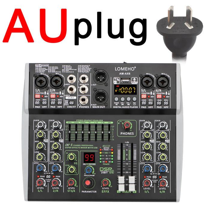 4/6 Channel Mixing Console 48V 99 DSP Effect Bluetooth