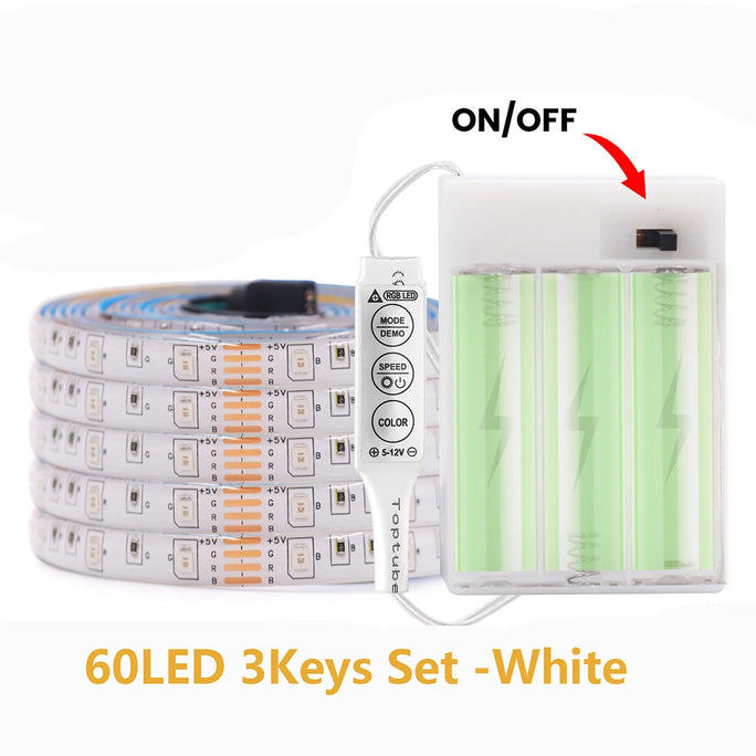 5V 5050 2835 RGB LED Strip Light Battery Power