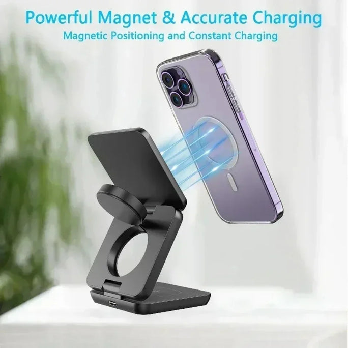 3 In 1 Foldable Magnetic Wireless Charger Stand