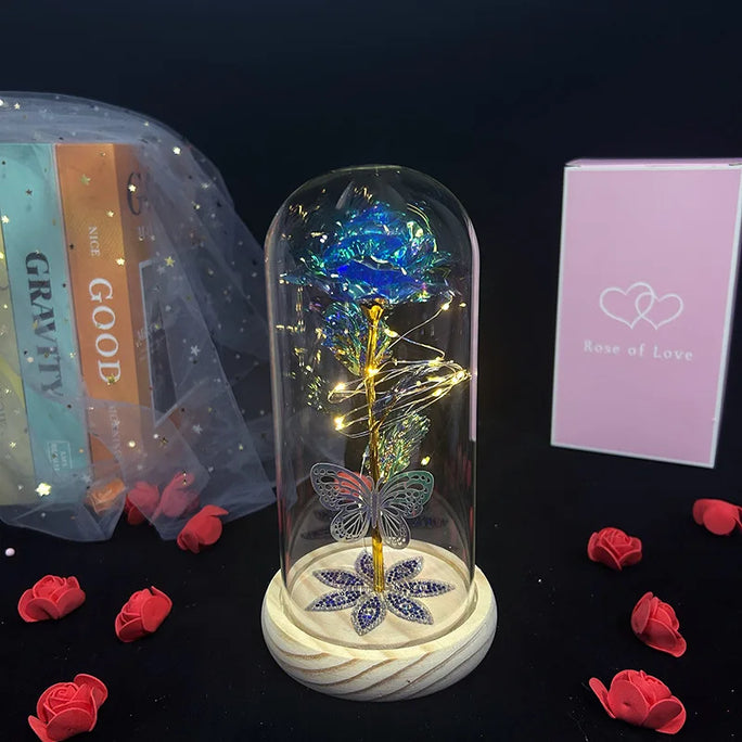 Galaxy Glass Rose Flower, Forever Eternal Crystal