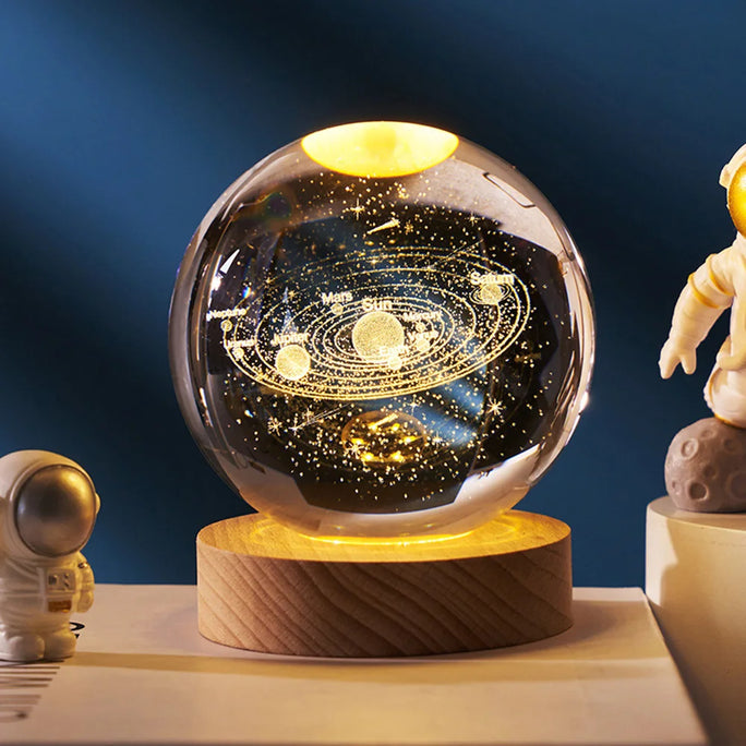 Glowing Planet Galaxy Astronaut Crystal Ball Night