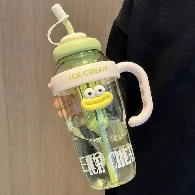 1100ML Sports Water Bottle Cute Aesthetic Large Capacity Straw