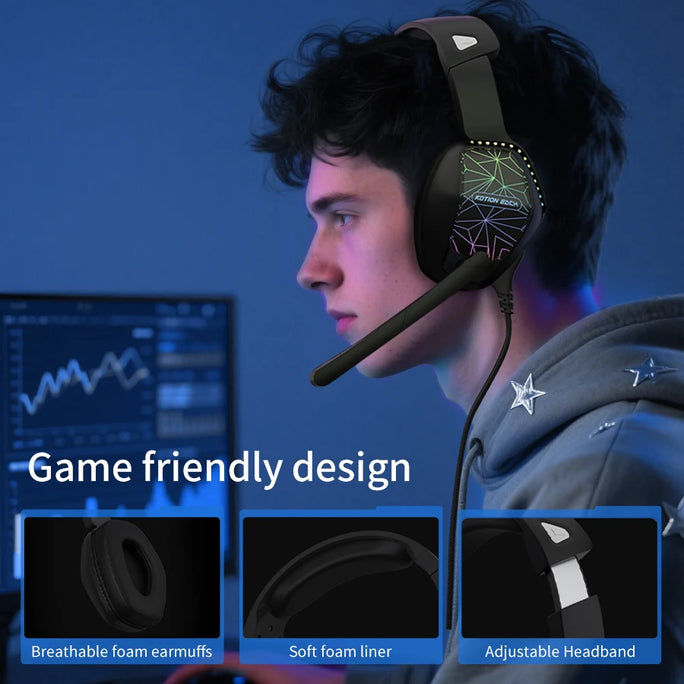 RGB Wired Gaming Headphones Headset with Noise Cancelling