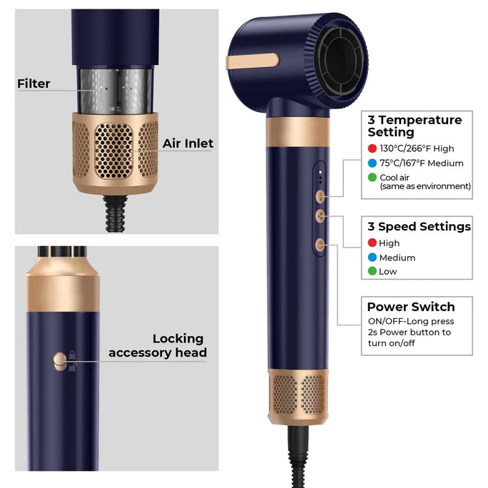 Hot Sales 7 In 1 Hair Dryer Brush Brushless High Speed Hair Dryer