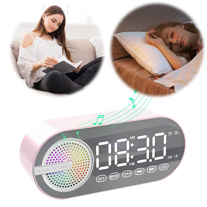USB Charging Radio Alarm Clock RGB Portable Bluetooth Speaker FM
