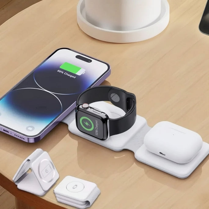 30W Fast Charging Pad Desktop Foldable 3 in 1 Wireless Charger