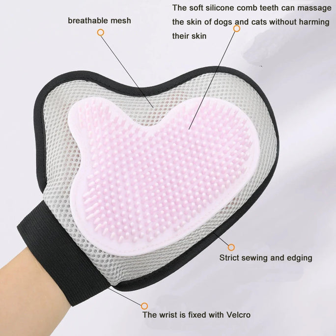 Pet Grooming Glove Brush for Cats Dogs Bath Massage