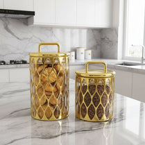 Gold-plated Food Storage Jar with Lid Transparent Airtight