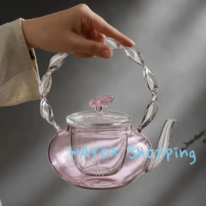 700ml Glass Teapot Tea Water Separation Handle