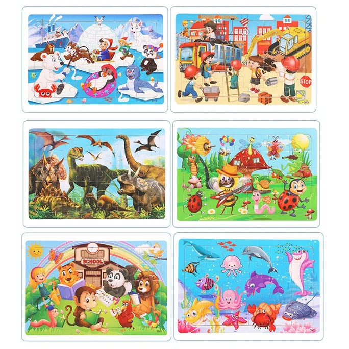 Economy 30piece Montessori 3D Puzzle Cartoon Animal Wooden