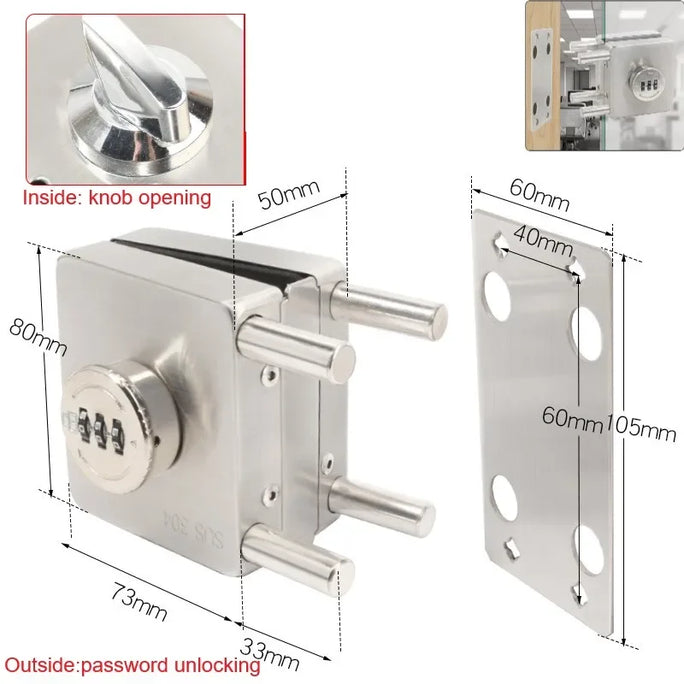 Frameless Glass Door Lock Single/double