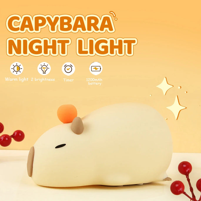 +Cute Cartoon Capybara Silicone Night Light USB Rechargeable