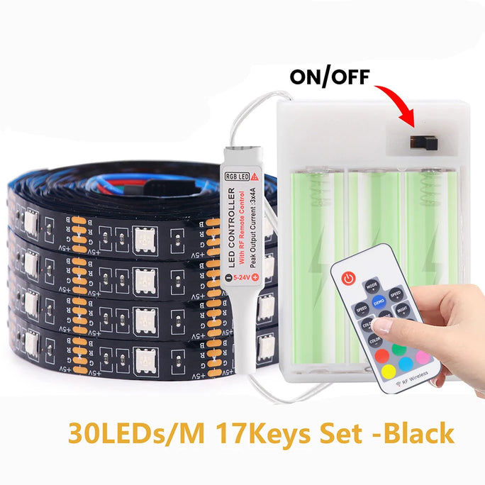 5V 5050 2835 RGB LED Strip Light Battery Power
