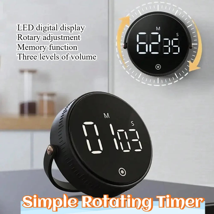 Black Kitchen Timer LED Digital Magnetic Timer