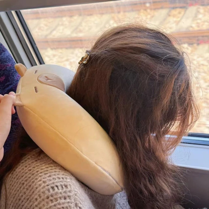 Capybara Plush U Shape Pillow Portable Travel Pillow Outdoor Nap