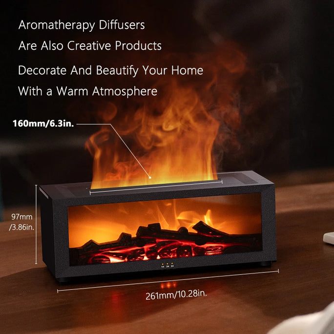 Fireplace Aroma Diffuser 150ml 7 Color Flame