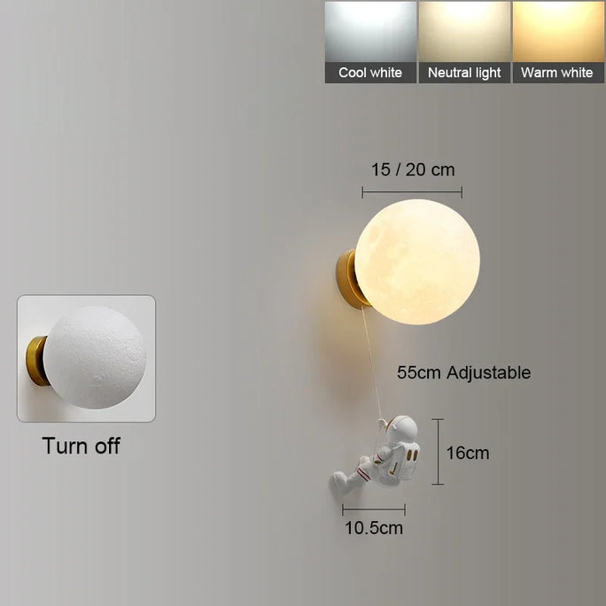 Moon LED Wall Lamp Children's Room Wall Light