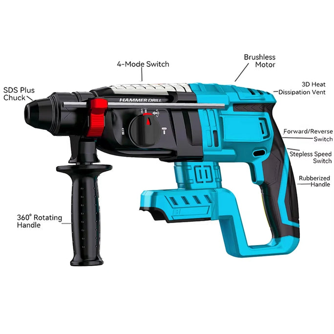 Brushless 28MM Electric Hammer Drill Multifunctional Rotary