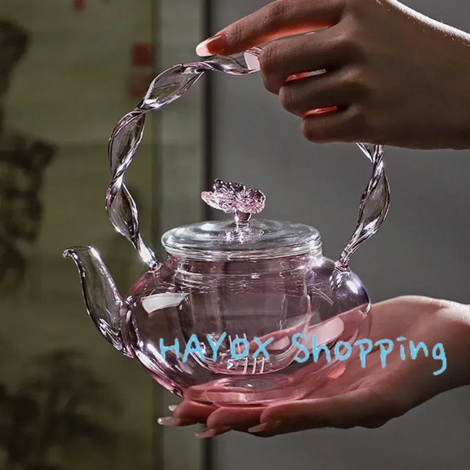 700ml Glass Teapot Tea Water Separation Handle