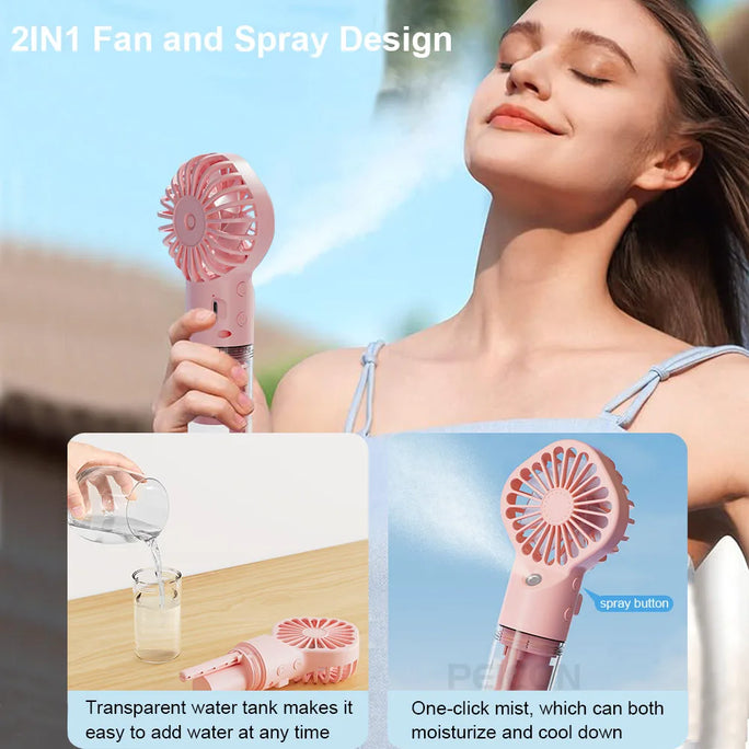 Portable Humidifier Fan Mini Handheld Mist Fan