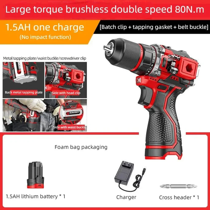 Brushless Electric Drill Tapping Cordless Impact Drill Metal