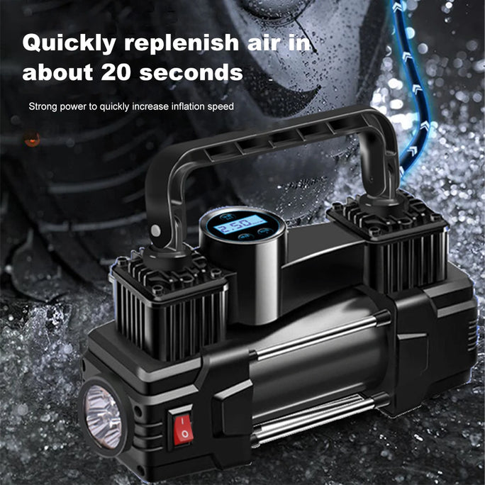 12V 150PSI Mini Air Compressor Dual Cylinder Heavy Duty Tire