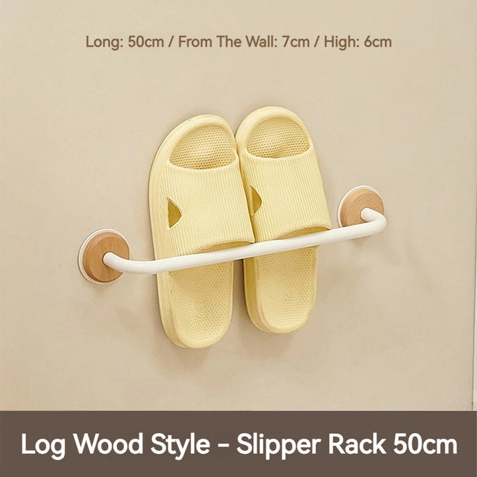 Wood Wall Mounted Bathroom Slipper Rack