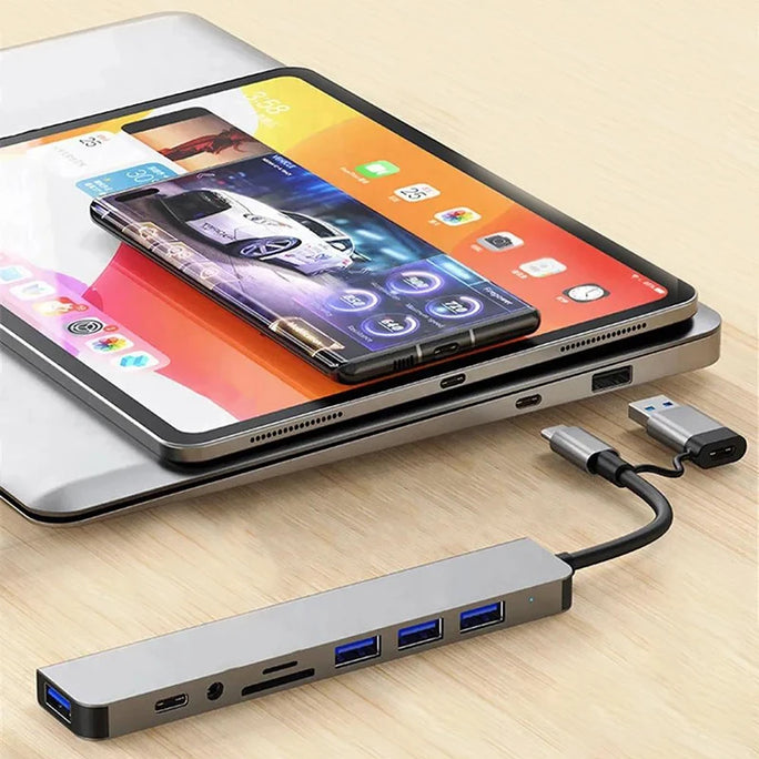 8 In 1 USB C Hub USB 3.0, with 1 X USB 3.0, 3 X USB 2.0 and 1 X USB