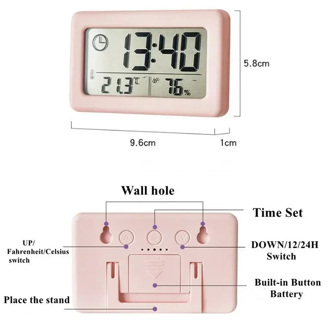 12/24 Hours Wall Clock Thermometer Digital
