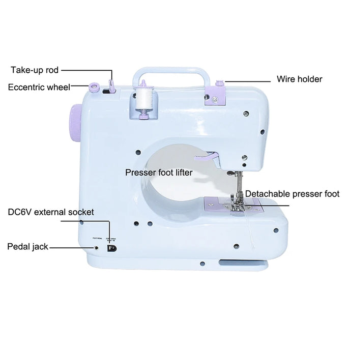 Portable Mini Electric Sewing Machine with 12 Built-in Stitches 2 Speed