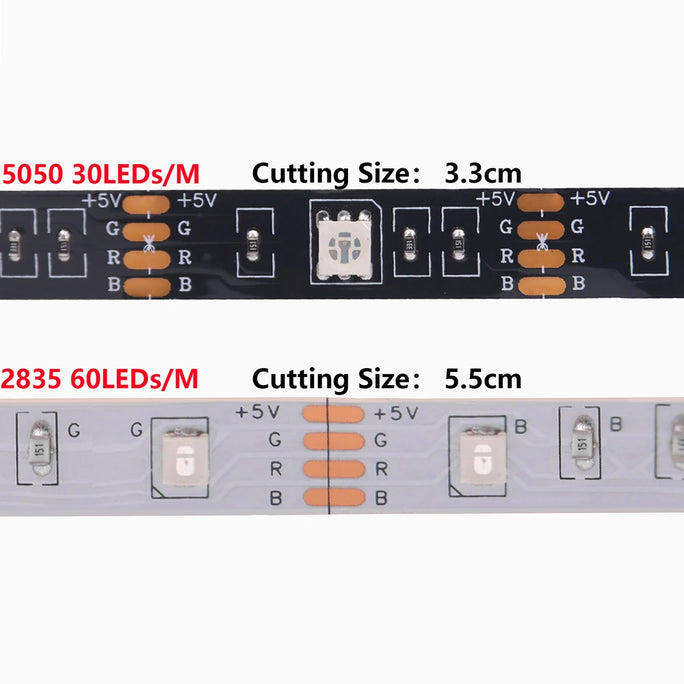 5V 5050 2835 RGB LED Strip Light Battery Power