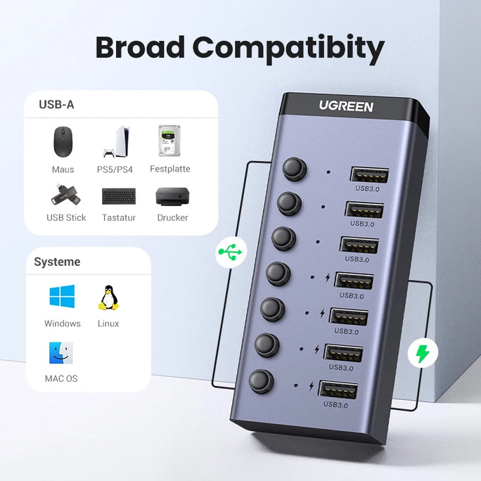 UGREEN USB HUB 7 Ports USB3.0 Splitter 5Gbps with Individual
