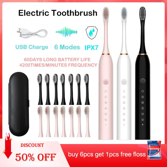 Sonic Electric Toothbrush Adult Smart Timing Tooth