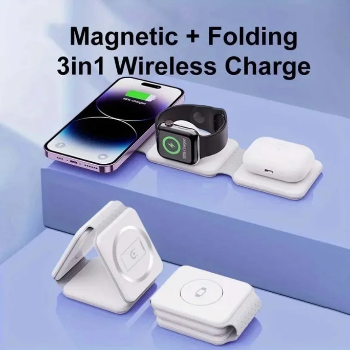 30W Fast Charging Pad Desktop Foldable 3 in 1 Wireless Charger