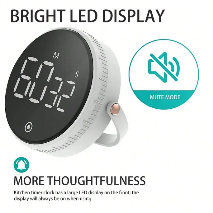 Black Kitchen Timer LED Digital Magnetic Timer