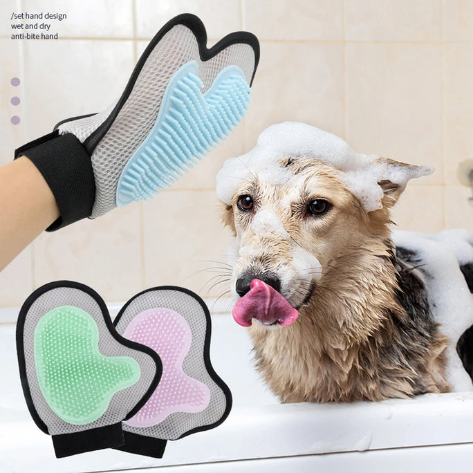 Pet Grooming Glove Brush for Cats Dogs Bath Massage