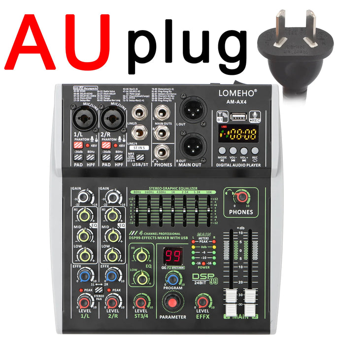 4/6 Channel Mixing Console 48V 99 DSP Effect Bluetooth