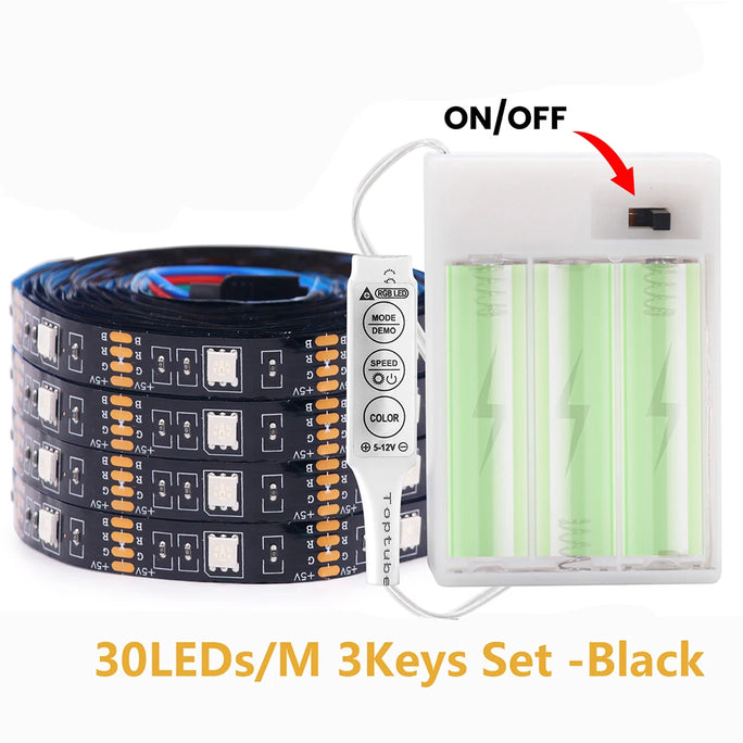 5V 5050 2835 RGB LED Strip Light Battery Power