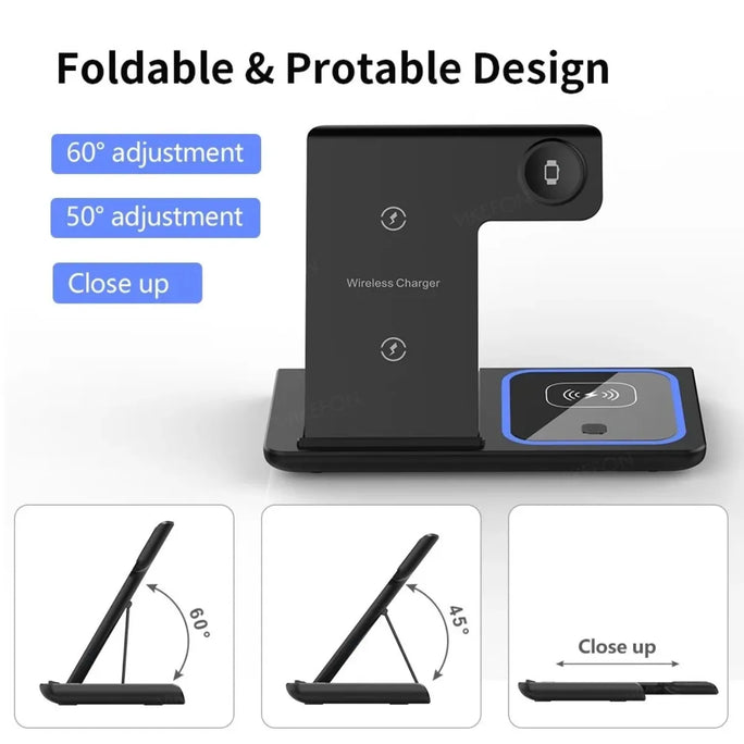 3 in 1 Wireless Travel Charger Stand For iPhone