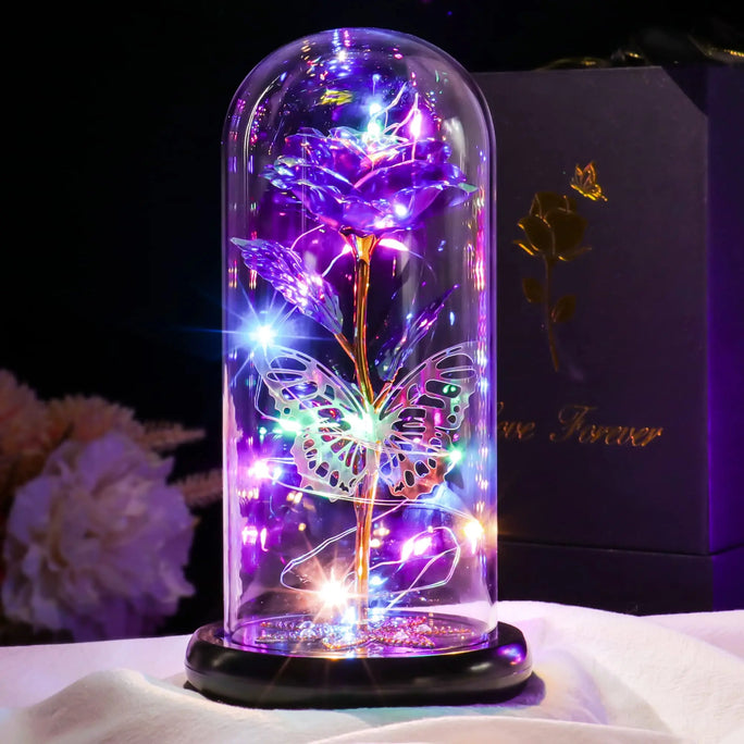 Galaxy Glass Rose Flower, Forever Eternal Crystal
