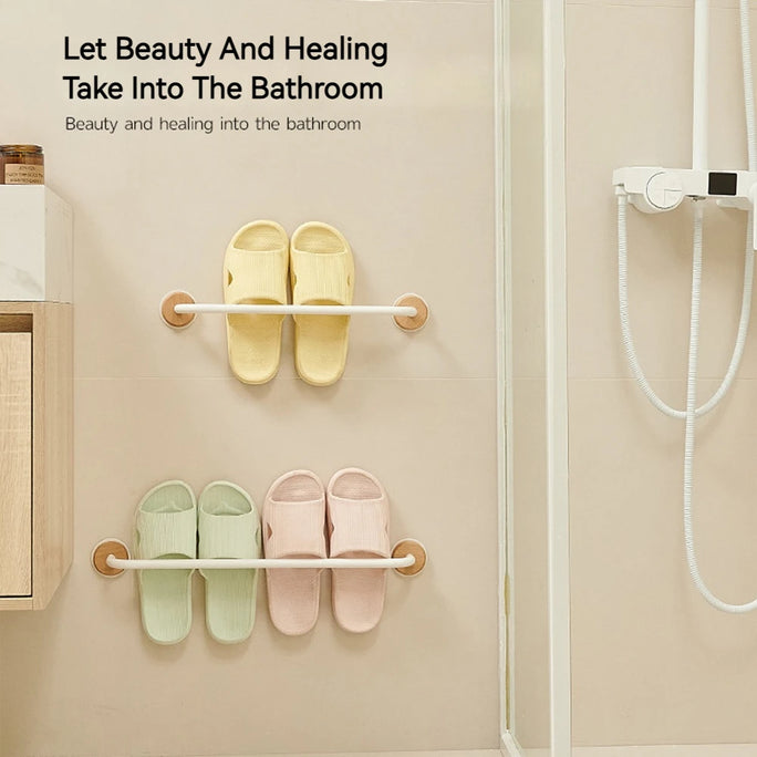 Wood Wall Mounted Bathroom Slipper Rack